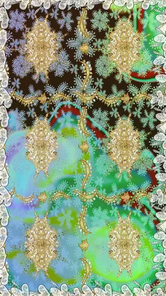 Barok tarzında kusursuz bir doğulu süsü. Tarafsız renklerde ve altın elementlerle geleneksel klasik altın raster deseni.