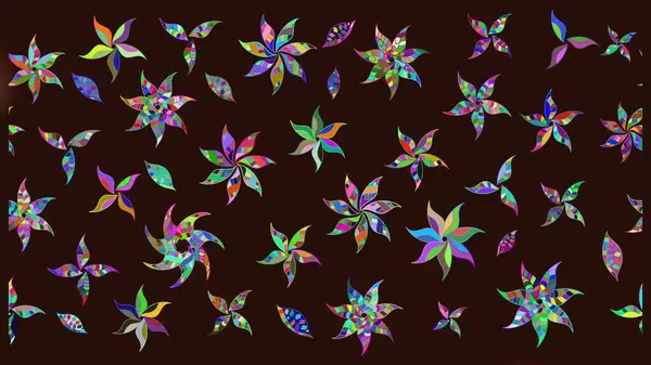 Soyut etnik raster çizim kalıbı. Vadinin çiçekleri kahverengi renklerde. Çiçekler..