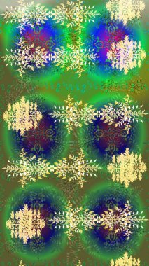 Renkli arka planda izole edilmiş kar tanelerinin düz tasarımı. Kar taneleri arka planda. Kar tanesi süsleme deseni. Kar taneleri deseni. Raster illüstrasyonu.