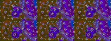 Raster illüstrasyonundaki çiçek desenli çizim. Kahverengi renkte çiçekler.