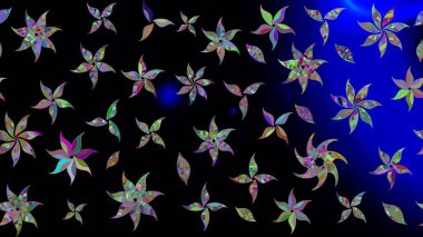 Siyah renkli çiçekler. Çiçek süslemeli çizim deseni. Raster illüstrasyonu.