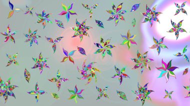 Düz Çiçek Elementleri Tasarımı. Çiçekli eskiz çizimi. Renkli Yaz Temalı eskiz kalıbı. Gri renkli çiçekler.