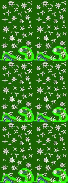 Raster güzel bir çiçek deseni çizmiş. Nazik romantik baskı. Tatil havası. Yeşil renkli çiçekler. Bahar mevsimi.