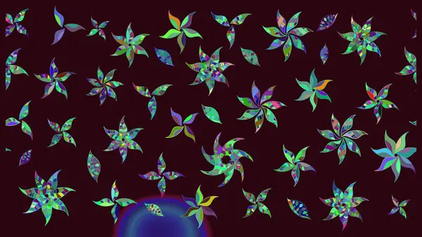 Raster illüstrasyonundaki çiçek desenli çizim. Kahverengi renkte çiçekler.