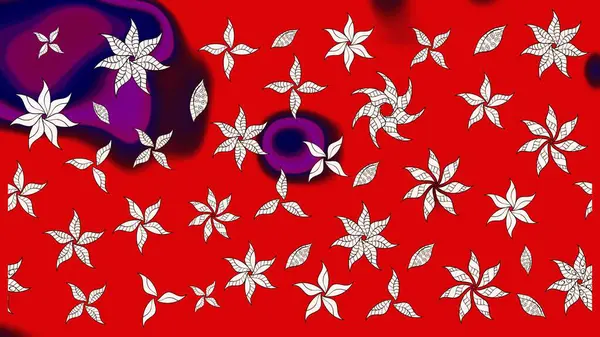 Kırmızı renkte bitkilerden oluşan parlak çiçekli çizim deseni.