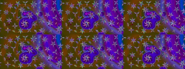 Raster illüstrasyonundaki çiçek desenli çizim. Kahverengi renkte çiçekler.