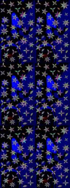 Çiçek desenli çizim. Raster illüstrasyonu. Siyah renklerde Asya tekstili.