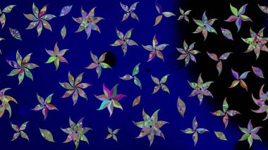 Kabile sanatı boho baskısı, klasik çiçek arkaplanı. Soyut etnik raster çizim kalıbı. Arkaplan dokusu, duvar kağıdı, mavi renkli çiçek teması.