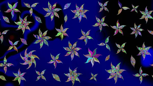Moda baskısı, albüm, ambalaj kağıdı ve duvar kağıdı için zarif dekoratif süslemeler. Raster illüstrasyonu. Küçük çiçekli basit bir çiçek çizimi. Mavi renkte şirin çiçekler.