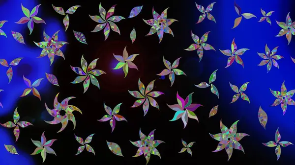 Siyah renkli çiçekler. Düz Çiçek Elementleri Tasarımı. Raster illüstrasyonundaki çiçek desenli çizim. Renkli Bahar Teması çizim şablonu.