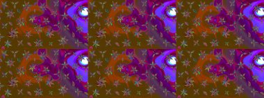 Raster çiçek desenli çiçek deseni, yapraklar, dekoratif elementler, sıçrama, lekeler, el çizimi kontur çizgileri ve Doodle çizim stili, grafik raster çizim çizimi.