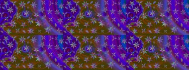 Mor renklerde. Hint süsü. Renkli süs kenarı. Raster illüstrasyonu. Çizim kalıbı. Çiçek duvar kağıdı.