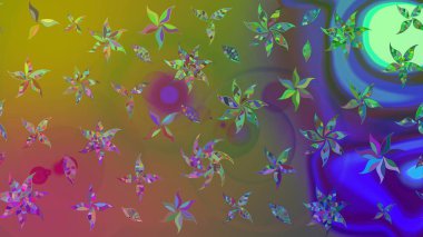 Süslü kumaş deseni. Raster illüstrasyonundaki çiçek desenli çizim. Renkli Bahar Teması eskiz kalıbı. Düz Çiçek Elementleri Tasarımı.