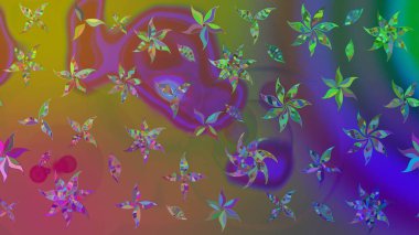 Kahverengi renkli çiçekler. Çiçekli karalama şeklinde Raster çiçek deseni. Nazik, sevimli çiçek arkaplanı..