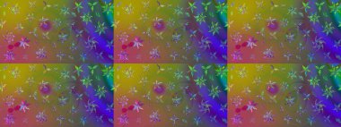 Elle çizilmiş çiçek desenli Raster çizimi. Yeşil arka planda. Çocuksu tasarım. Tekstil, kumaş, ambalaj, hatıra defteri için güzel çiçek arkaplanı..