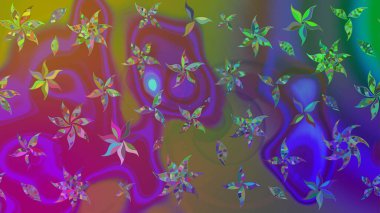 Raster illüstrasyonundaki çiçek desenli çizim. Renkli Bahar Teması eskiz kalıbı. Mor renkli çiçekler. Düz Çiçek Elementleri Tasarımı.