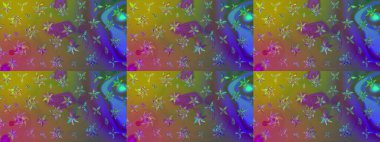 Yeşil renkli çiçekler. Raster illüstrasyonu. Tropikal çizim çiçek deseni.