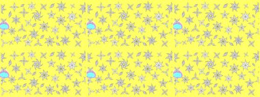 Küçük sarı çiçeklerle oldukça eski bir besin torbası deseni. Tekstil, kumaş, kapaklar, duvar kağıtları, baskı, paket, koleksiyon defteri, örgü, dekupaj için çiçek arkaplanı..