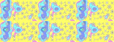 Sarı renkli çiçek desenli çizim. Sulu boya tarzında sarı renkte çiçekler.