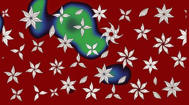 Çiçekler. Vadinin çiçekleri kırmızı renklerde. Soyut etnik raster çizim kalıbı.