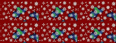 Raster illüstrasyonundaki çiçek desenli çizim. Kırmızı renkte çiçekler.