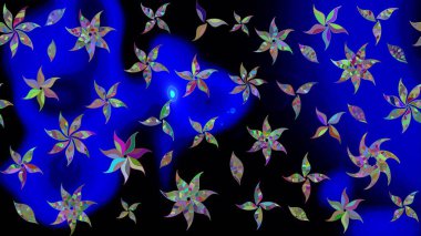 Mavi renklerde. Raster illüstrasyonu. Anti-stres için Raster soyut şablon sayfası.