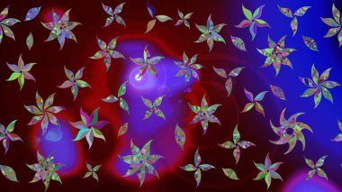 Raster illüstrasyonu. Kahverengi renkli çiçekler. El çizimi çiçekli soyut çizim deseni.