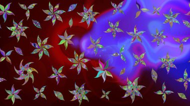 Parlak çiçekli kolaj çiçekleri kahverengi. Çiçekli zambakların eskiz geçmişi. Çiçek tasarımı için inanılmaz kolaj cennet tarzı..