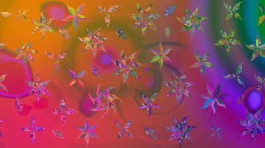 Çiçek desenli çizim. Kahverengi renkli Asya tekstili. Raster illüstrasyonu.