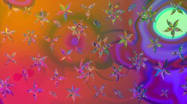 Tropik çiçek desenleri. Kahverengi renkli çiçekler. Raster illüstrasyonu.