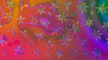 Üzerinde pembe renkte bitkilerden oluşan parlak bir halı olan çizim deseni.