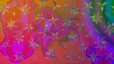 Taslak desenli, modaya uygun kumaş deseni. Raster illüstrasyonu. Düz Çiçek Elementleri Tasarımı. Şirin çiçek elementleri. Renkli Bahar Teması çizim şablonu.