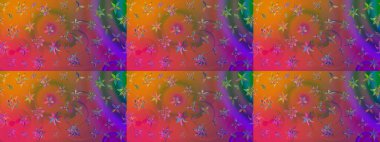 Turuncu renkli çiçek desenli çizim, el yapımı papatyalar, papatyalar. Tekrarlayan çiçek arkaplanı, zarif turuncu çiçek duvar kağıdı.