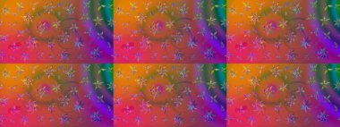 Raster Çiçek İllüstrasyonu 'nun şirin tekstili. Kahverengi renkli etnik çiçeklerle zarif bir eskiz deseni..