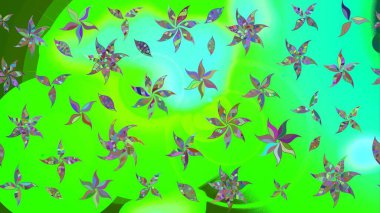 Yeşil renkli çiçekler. Raster illüstrasyonu. Çizim çiçek deseni duvar kağıdı için kullanılabilir.