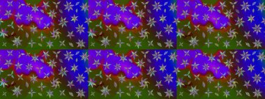 Yeşil renkli çiçekler. Düz Çiçek Elementleri Tasarımı. Renkli Yaz Temalı eskiz kalıbı. Raster illüstrasyonunda çiçek deseni çizimi.