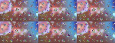 Düz Çiçek Elementleri Tasarımı. Renkli Yaz Temalı eskiz kalıbı. Raster illüstrasyonundaki çiçek desenli çizim. Kahverengi renkte çiçekler.