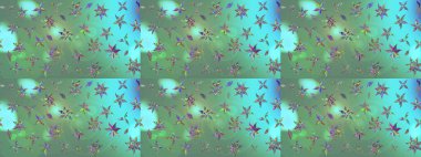 Yeşil arka planda. Çocuksu tasarım. Elle çizilmiş çiçek desenli Raster çizimi. Tekstil, kumaş, ambalaj, hatıra defteri için güzel çiçek arkaplanı..