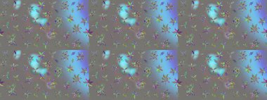 Gri renkli etnik çiçekli zarif eskiz deseni. Raster Çiçek İllüstrasyon Şirin Tekstil.