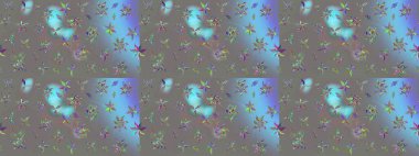 Gri renkli etnik çiçekli zarif eskiz deseni. Raster Çiçek İllüstrasyon Şirin Tekstil.