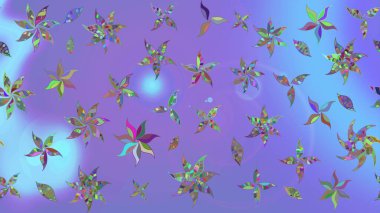 Düz Çiçek Elementleri Tasarımı. Çiçekli çizim şekli. Mor renkli çiçekler. Renkli Bahar Teması çizim şablonu.