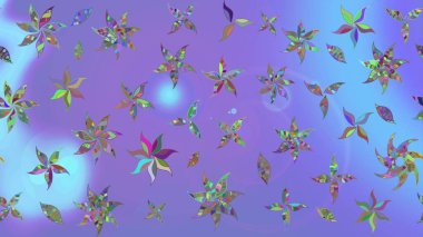 Düz Çiçek Elementleri Tasarımı. Çiçekli çizim şekli. Mor renkli çiçekler. Renkli Bahar Teması çizim şablonu.