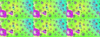 Çiçeksel elementlerle süslenmiş zarif raster dokusu. Küçük çiçekte hoş bir çiçek deseni var. Parlak çiçekli yeşil renkler üzerine soyut çizim deseni.