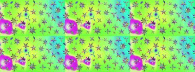 Çiçeksel elementlerle süslenmiş zarif raster dokusu. Küçük çiçekte hoş bir çiçek deseni var. Parlak çiçekli yeşil renkler üzerine soyut çizim deseni.
