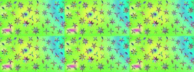 Raster illüstrasyonu. Yeşil renkli yeşil papatya deseni. Yeşil renklerde.