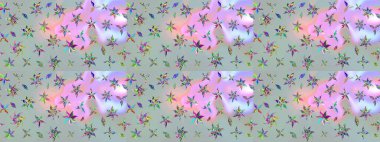 Desen, çizim, çiçek sınırı. Eski moda arka plan. Kıvırcık, parlak örgü. Raster illüstrasyonu. Güzel, parlak, pürüzsüz kumaş, tuval. Çiçeklerin çelengi.