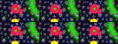 Davetiye ve kartpostal tasarımı için dekoratif çiçek unsurları. Yapraklı çizim şekli. Şirin, zarif çiçekler Raster illüstrasyonu. Poster ya da kapak için arka plan. Tekstil için figür.