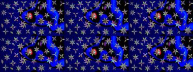 Çocuksu tasarım. Tekstil, kumaş, ambalaj, hatıra defteri için hoş bir çiçek arkaplanı. Elle çizilmiş çiçek desenli Raster çizimi. Mavi arkaplanda.