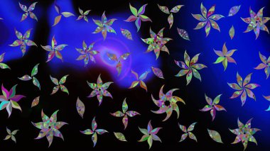 Yaz çiçekleri teması. Klasik çiçekler. El çizimi, soyut ve süslü elementler. Siyah renkler. Suluboya resim taklit Raster illüstrasyonu.