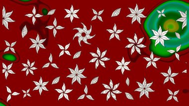 Raster çiçek desenli çiçek deseni, yapraklar, dekoratif elementler, sıçrama, lekeler, el çizimi kontur çizgileri ve Doodle çizim stili, grafik raster çizim çizimi.